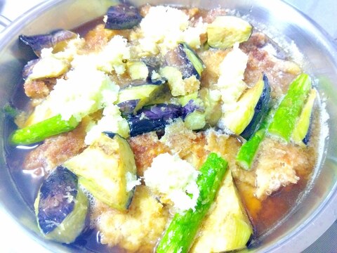 揚げ野菜とチキンカツのおろし煮++